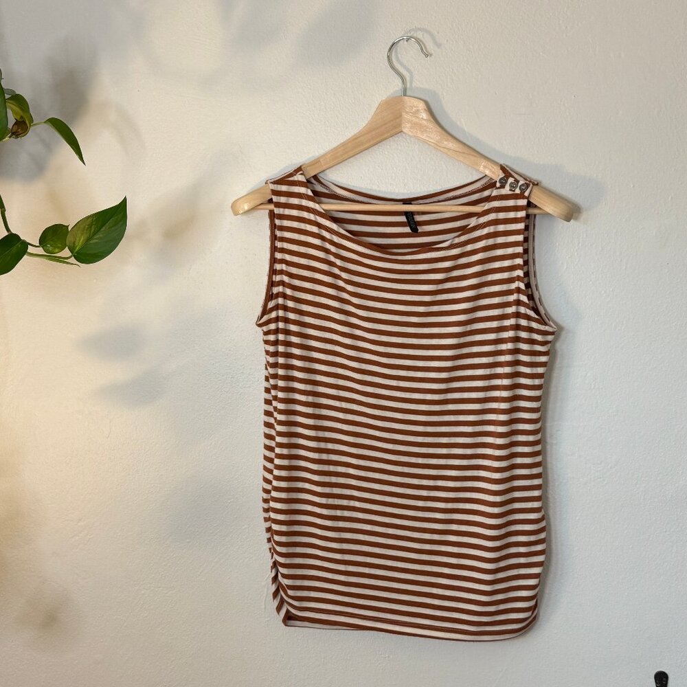 Striped Sleeveless Top (Cream and Rust Striped)